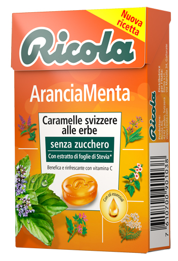 RICOLA ARANCIA MENTA SENZA ZUCCHERO 50 G - Antica Farmacia Ferrari