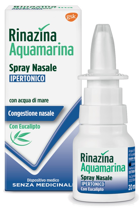 RINAZINA AQUAMARINA SPRAY NASALE IPERTONICO CON EUCALIPTO 20 ML - Antica Farmacia Ferrari
