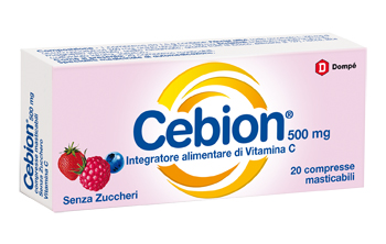 CEBION MASTICABILE SENZA ZUCCHERO VITAMINA C 500 MG 20 COMPRESSE - Antica Farmacia Ferrari