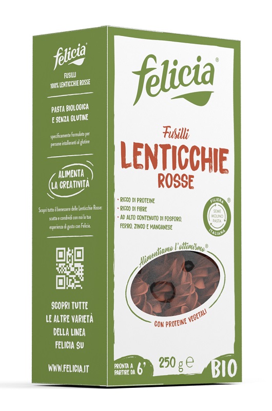 FELICIA BIO FUSILLI DI LENTICCHIE ROSSE 250 G - Antica Farmacia Ferrari