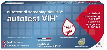 AUTOTEST VIH SCREENING DELL'HIV CONTIENE 1 AUTOTEST + SOLUZIONE + BISTURI + CEROTTO + GARZA + SALVIETTA DISINFETTANTE - Antica Farmacia Ferrari