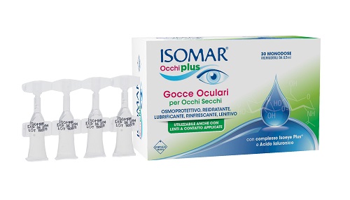 ISOMAR OCCHI PLUS GOCCE OCULARI PER OCCHI SECCHI ALL'ACIDO IALURONICO 0,25% 30 FLACONCINI MONODOSE - Antica Farmacia Ferrari