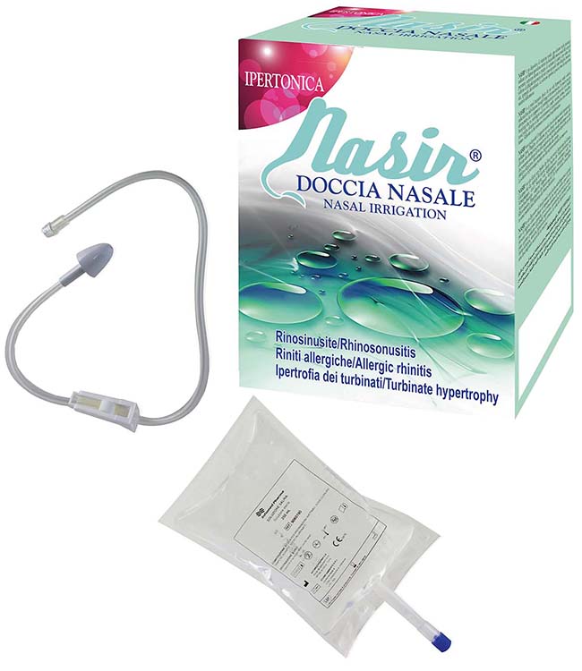 NASIR DOCCIA NASALE 2 SACCHE 250 ML ISOTONICA + 1 DEFLUSSORE - Antica Farmacia Ferrari