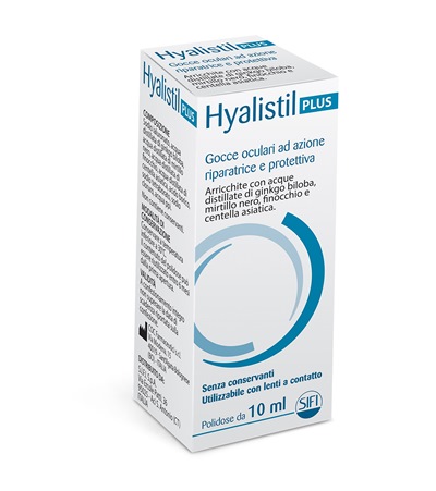 GOCCE OCULARI HYALISTIL PLUS ACIDO IALURONICO 0,4% ACQUA DISTILLATA DI GINKGO BILOBA + MIRTILLO NERO + FINOCCHIO + CENTELLA ASIATICA 10 ML - Antica Farmacia Ferrari