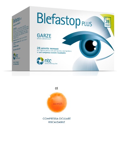 BLEFASTOP PLUS GARZA IN COTONE PIEGATA CON FILO DI BARIO 28 SALVIETTE MONOUSO + 1 COMPRESSA OCULARE RISCALDABILE - Antica Farmacia Ferrari