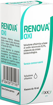 RENOVA OXI COLLIRIO SOLUZIONE OFTALMICA A BASE DI ACIDO IALURONICO 0,2% FLACONE DA 10 ML - Antica Farmacia Ferrari