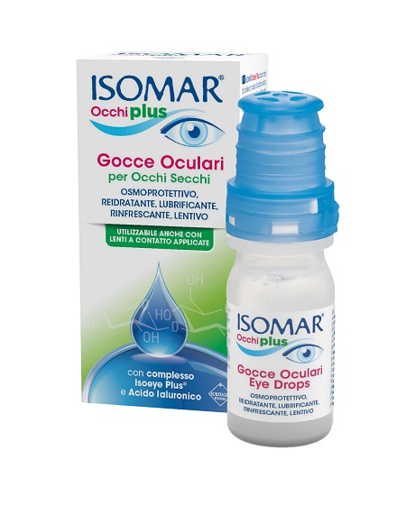 ISOMAR OCCHI PLUS GOCCE OCULARI PER OCCHI SECCHI ALL'ACIDO IALURONICO 0,25% 10 ML - Antica Farmacia Ferrari