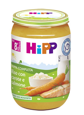HIPP PAPPA PRONTA RISO CAROTE SALMONE 220 G - Antica Farmacia Ferrari