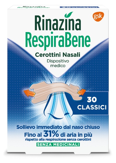 RINAZINA RESPIRABENE CEROTTI NASALI CLASSICI CARTON 30 PEZZI - Antica Farmacia Ferrari