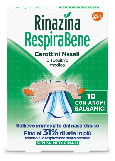 RINAZINA RESPIRABENE CEROTTI NASALI CON AROMI BALSAMICI CARTON 10 PEZZI - Antica Farmacia Ferrari