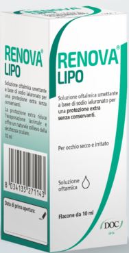 RENOVA COLLIRIO SOSTITUTO LACRIMALE A BASE DI ACIDO IALURONICO 0,4% E LIPIDI FLACONE DA 10 ML SENZA CONSERVANTI - Antica Farmacia Ferrari
