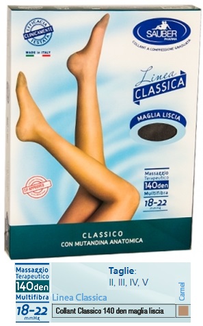 SAUBER CLASSICO COLLANT 140 DENARI MAGLIA LISCIA CAMEL 4 - Antica Farmacia Ferrari