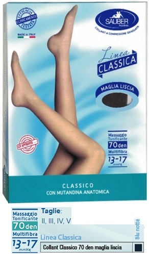 SAUBER CLASSICO COLLANT 70 DENARI MAGLIA LISCIA BLU NOTTE 4 - Antica Farmacia Ferrari