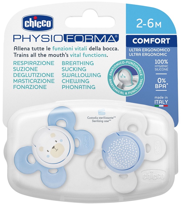 CHICCO SUCCHIETTO COMFORT BOY SILICONE 0-6 MESI 2 PEZZI - Antica Farmacia Ferrari