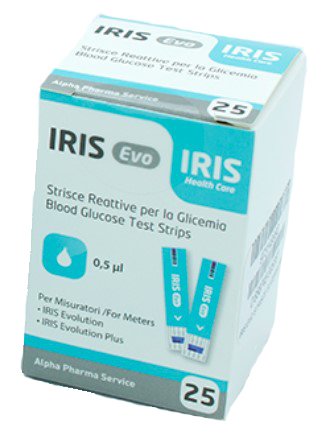 STRISCE MISURAZIONE GLICEMIA IRIS EVO 25 PEZZI - Antica Farmacia Ferrari