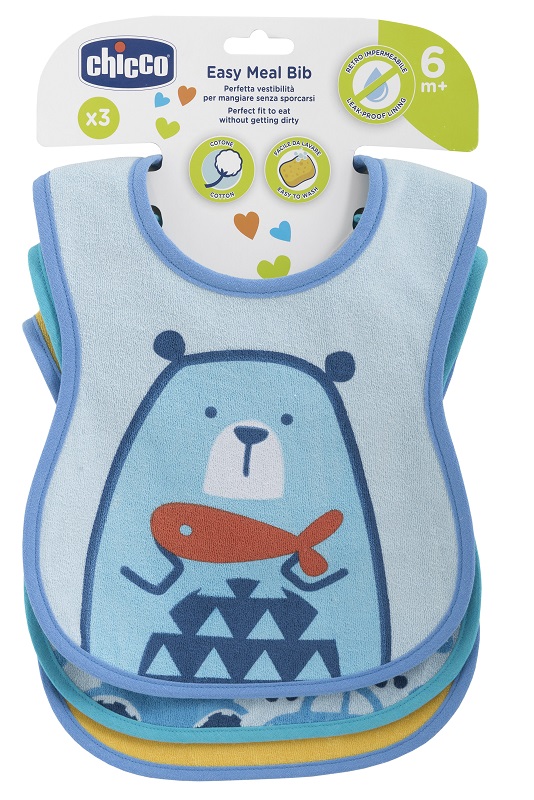 CHICCO BAVAGLINO PAPPA 6M 3 PEZZI BOY - Antica Farmacia Ferrari