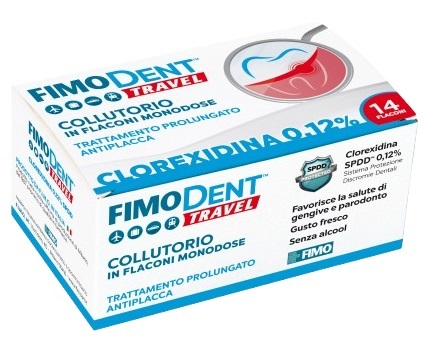 FIMODENT TRAVEL COLLUTORIO CLOREXIDINA SPDD 0,12% 14 FLACONCINI MONODOSE 10 ML - Antica Farmacia Ferrari