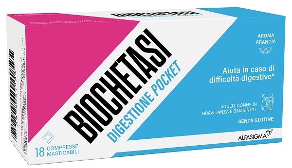 BIOCHETASI DIGESTIONE POCKET 18 COMPRESSE MASTICABILI - Antica Farmacia Ferrari
