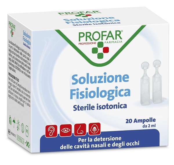 PROFAR SOLUZIONE FISIOLOGICA STERILE ISOTONICA 2 ML 20 AMPOLLE - Antica Farmacia Ferrari