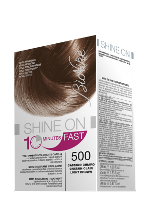 BIONIKE SHINE ON FAST TRATTAMENTO COLORANTE CAPELLI CASTANO CHIARO 500 FLACONE 60 ML + TUBO 60 ML - Antica Farmacia Ferrari