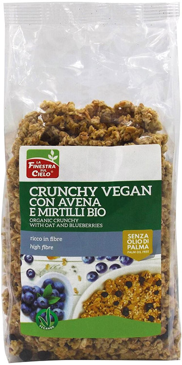 CRUNCHY CON AVENA E MIRTILLI VEGAN BIO 375 G - Oltrefarma