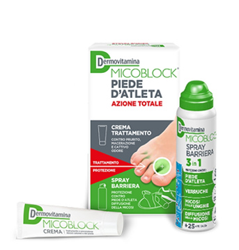 DERMOVITAMINA MICOBLOCK PIEDE D'ATLETA CREMA 30 ML + SPRAY BARRIERA 3 IN 1 100 ML - Antica Farmacia Ferrari
