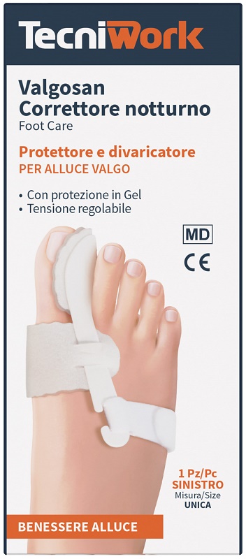 CORRETTORE NOTTURNO PER ALLUCE VALGO SINISTRO MISURA UNICA VALGOSAN 1 PEZZO - Antica Farmacia Ferrari