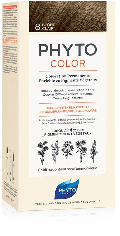 PHYTOCOLOR 8 BIONDO CHIARO 1 LATTE + 1 CREMA + 1 MASCHERA + 1 PAIO DI GUANTI - Antica Farmacia Ferrari