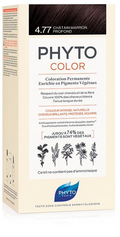 PHYTOCOLOR 4,77 CASTANO MARRONE INTENSO LATTE + CREMA + MASCHERA + 1 PAIO DI GUANTI - Antica Farmacia Ferrari