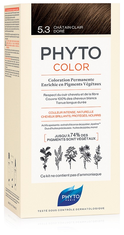 PHYTOCOLOR 5,3 CASTANO CHIARO DORATO LATTE + CREMA + MASCHERA + PAIO DI GUANTI - Antica Farmacia Ferrari