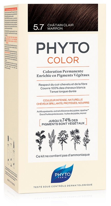 PHYTOCOLOR 5,7 CASTANO CHIARO TAB LATTE + CREMA + MASCHERA + 1 PAIO DI GUANTI - Antica Farmacia Ferrari