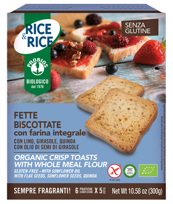 RICE&RICE FETTE BISCOTTATE CON FARINA INTEGRALE 300 G - Antica Farmacia Ferrari