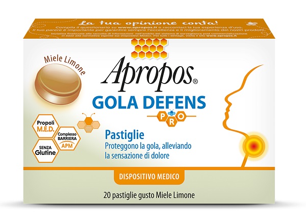 APROPOS GOLA DEFENS PRO 20 PASTIGLIE MIELE LIMONE - Antica Farmacia Ferrari