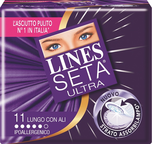 ASSORBENTE LINES SETA ULTRA LUNGO CON ALI 11 PEZZI - Antica Farmacia Ferrari