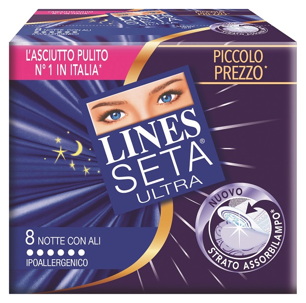 LINES SETA ULTRA ASSORBENTI CON ALI NOTTE 10 PEZZI - Antica Farmacia Ferrari