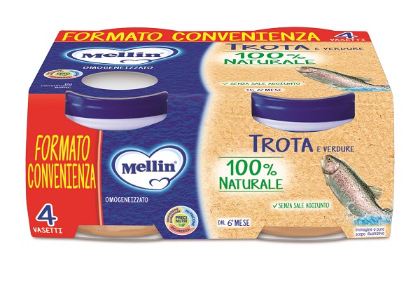 MELLIN OMOGENEIZZATO DI TROTA E VERDURE 4 X 80 G - Oltrefarma