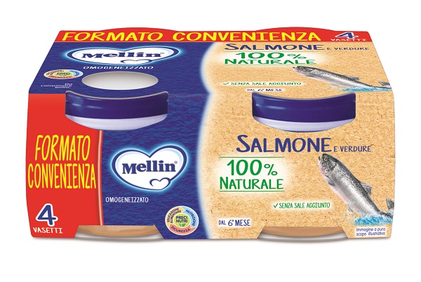 MELLIN OMOGENEIZZATO DI SALMONE E VERDURE 4 X 80 G - Oltrefarma