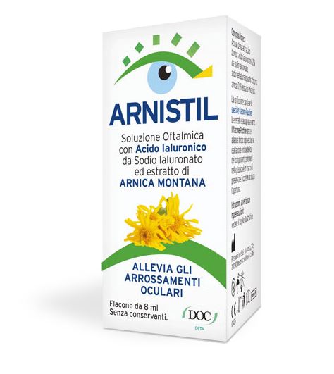 ARNISTIL SOLUZIONE OFTALMICA ACIDO IALURONICO 0,2% + ESTRATTO DI ARNICA MONTANA 0,1% FLACONE 8 ML - Antica Farmacia Ferrari