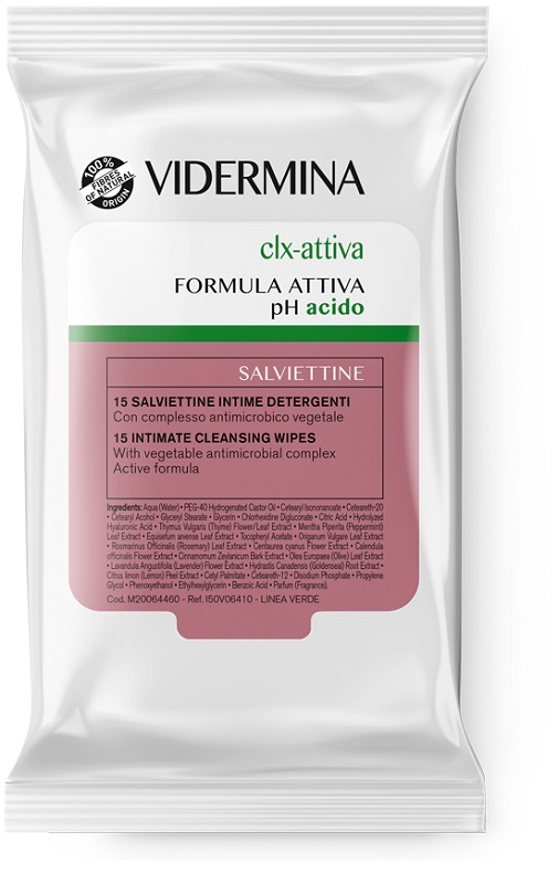 VIDERMINA CLX ATTIVA 15 SALVIETTE INTIME DETERGENTI - Antica Farmacia Ferrari