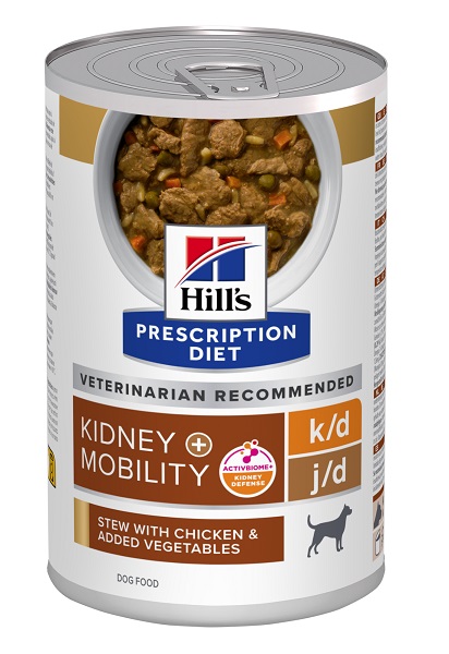 PRESCRIPTION DIET CANINE KIDNEY CARE K/D + MOBILITY J/D POLLO E STUFARO 354 G - Oltrefarma