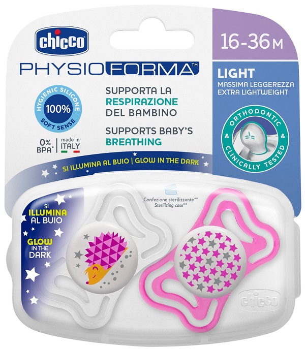 CHICCO SUCCHIETTO LIGHT LUM SILICONE 16-36 MESI 2 PEZZI - Antica Farmacia Ferrari