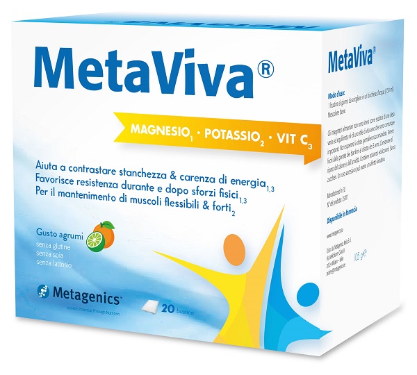 METAVIVA MAGNESIO POTASSIO VITAMINA C 20 BUSTINE - Antica Farmacia Ferrari