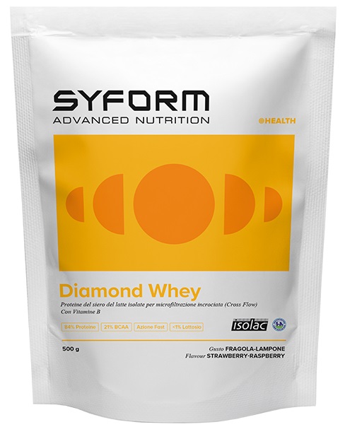 DIAMOND WHEY FRAGOLA-LAMPONE 500 G CON EDULCORANTI SENZA GLUTINE SENZA LATTOSIO - Oltrefarma