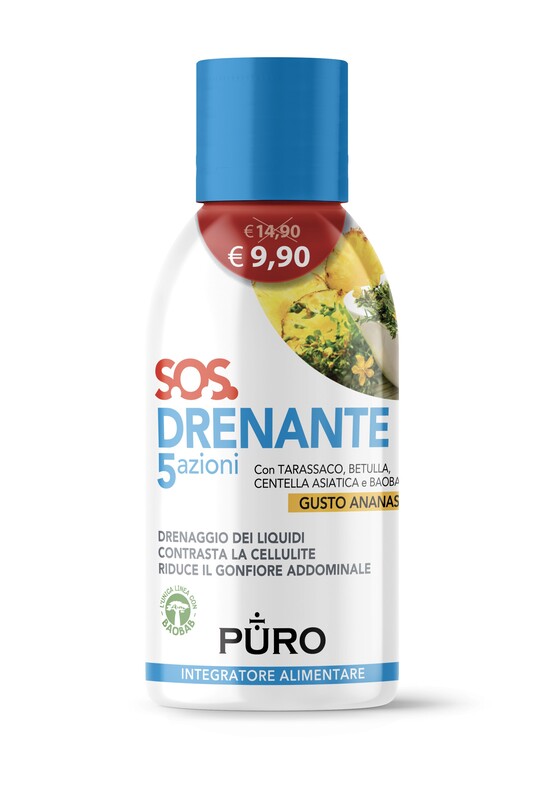 PURO DRENANTE 5 AZIONI CON BAOBAB GUSTO ANANAS 500 ML - Oltrefarma