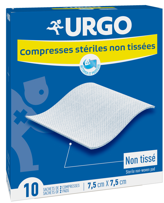 COMPRESSA DI GARZA IN COTONE STERILE URGO 7,5 X 7,5 CM 10 PEZZI - Oltrefarma