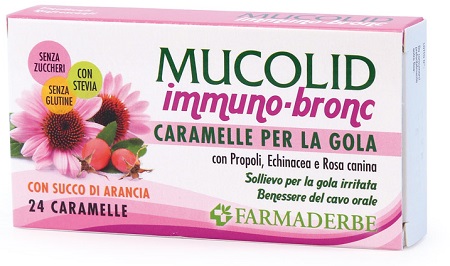 MUCOLID BRONC IMMUNO 24 CARAMELLE GUSTO ARANCIA - Oltrefarma
