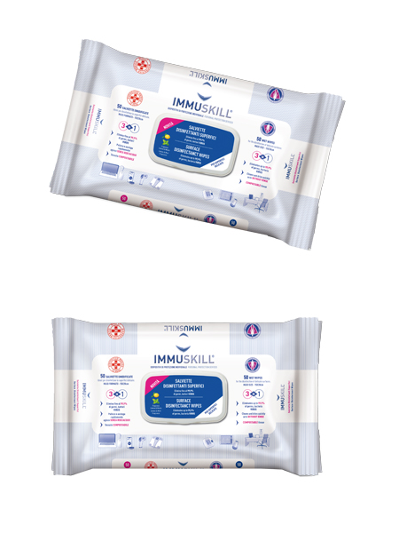 IMMUSKILL SALVIETTE DISINFETTANTI SUPERFICI 50 PEZZI - Antica Farmacia Ferrari