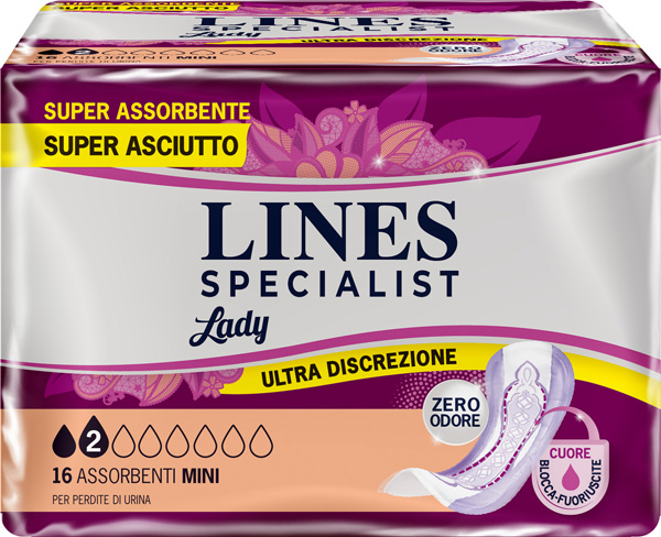 ASSORBENTI PER INCONTINENZA LINES SPECIALIST LADY MINI 16 PEZZI - Antica Farmacia Ferrari