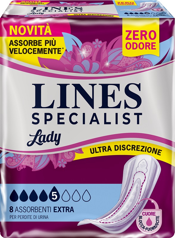 ASSORBENTI PER INCONTINENZA LINES SPECIALIST LADY 8 EXTRA 8 PEZZI - Antica Farmacia Ferrari