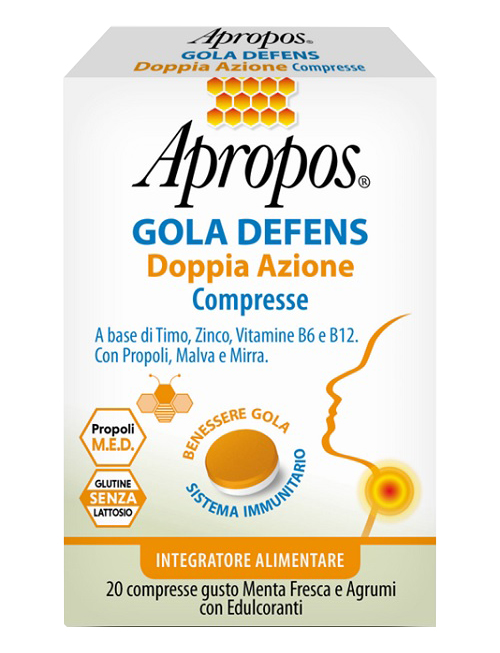 APROPOS GOLA DEFENS DOPPIA AZIONE 20 COMPRESSE - Antica Farmacia Ferrari
